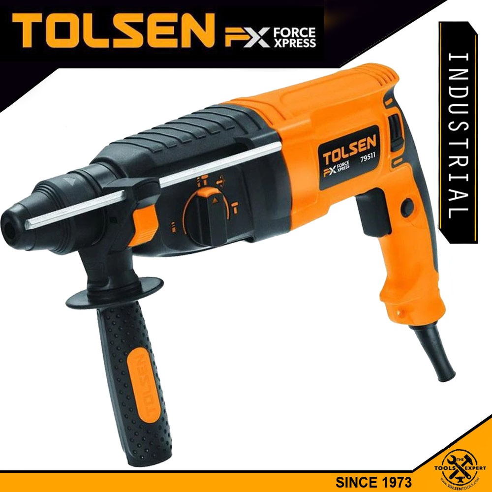 Tolsen Industrial Rotary Hammer Drill w/ Free 5 SDS+ Bit and Hard Case ...