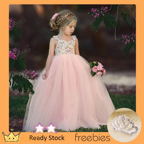 Princess Dresses Flower Tulle Petal Party Ball Gown Pink Sleeveless Dresses Kids for Baby Girl 100cm 