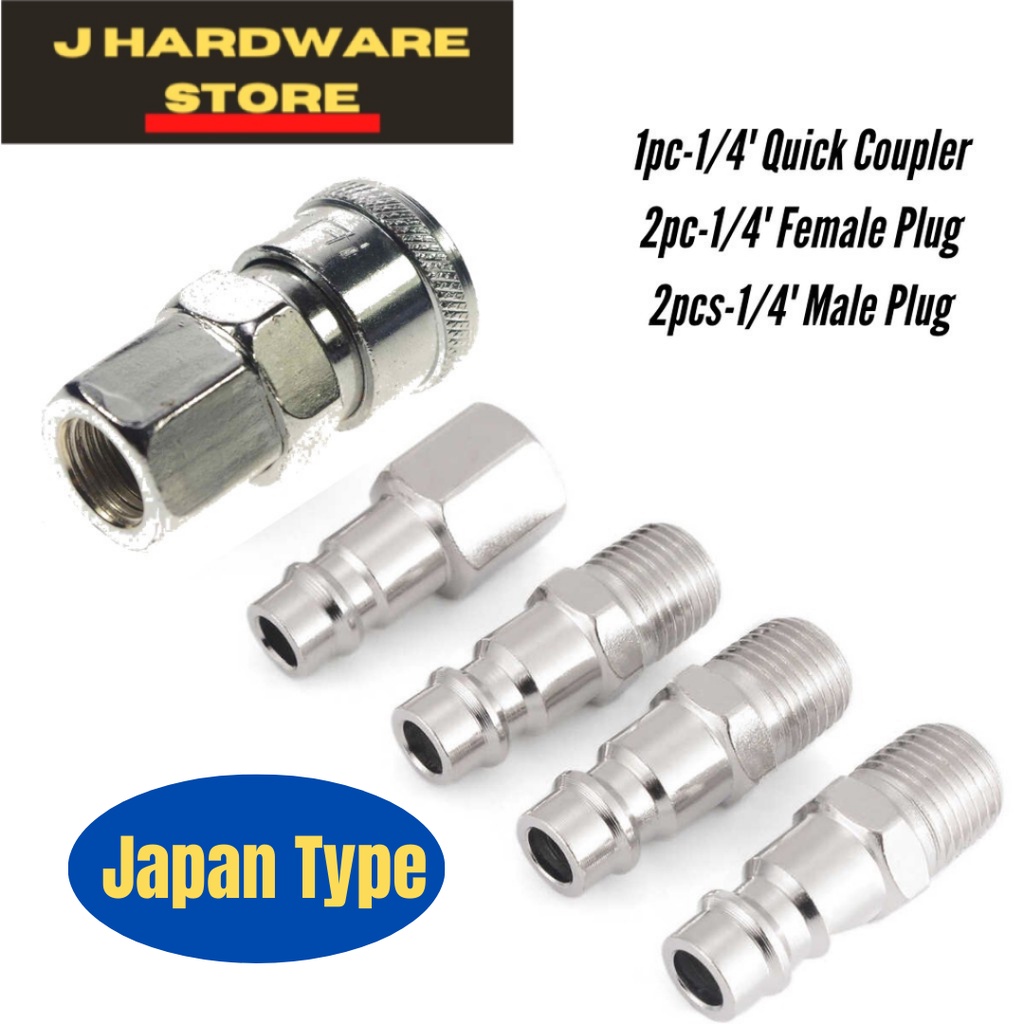 2 pc Male Quick Coupler 1/4" NPT Connector For Air Hose and Air Tools 