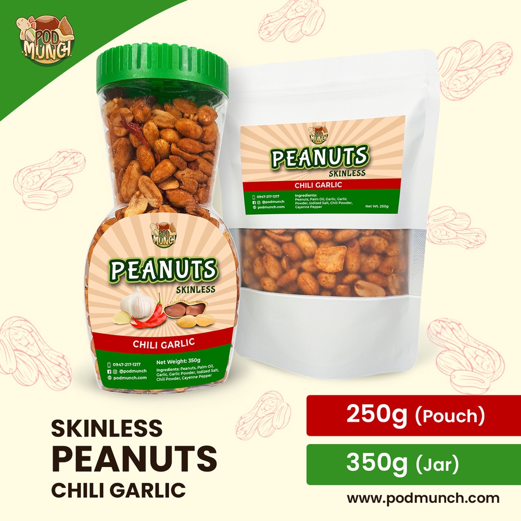 Pod Munch Peanuts Skinless - Chili Garlic (250g, 350g) | Shopee Philippines