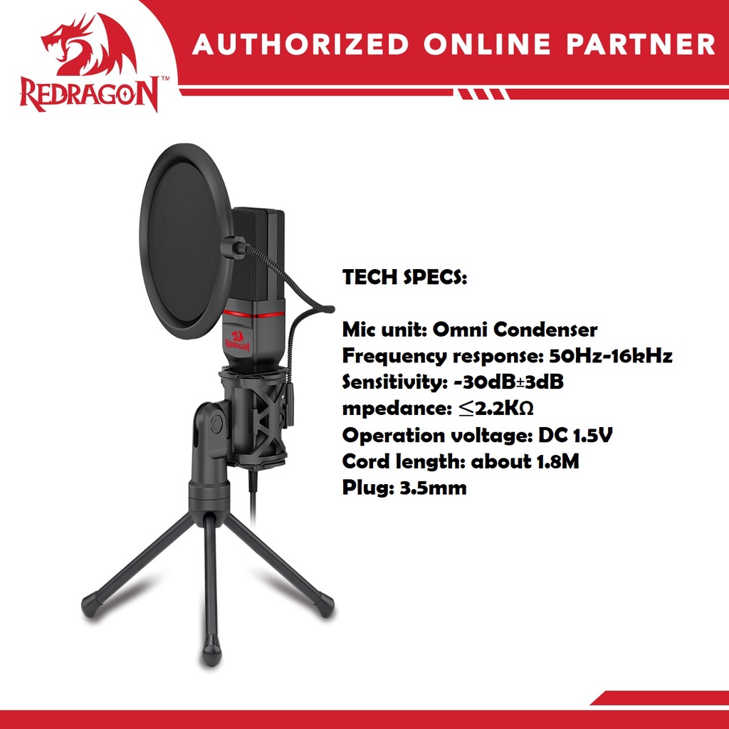 Redragon GM100 Gaming Stream Microphone | Shopee Philippines