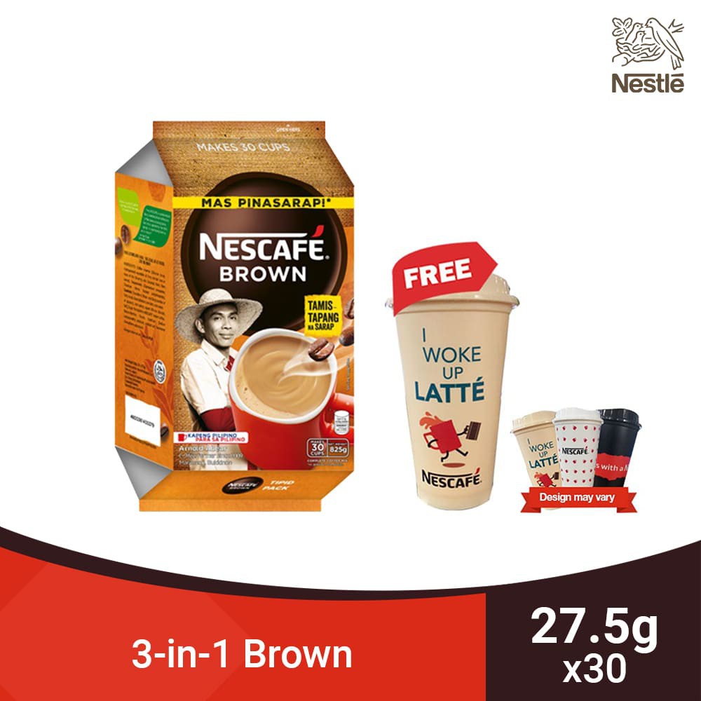 NESCAFE Brown 3in1 Coffee 27.5g Pack of 30 with Free