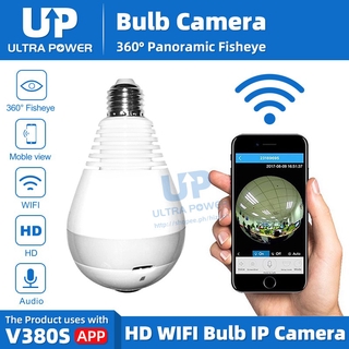 V380 HD WIFI 360° Panoramic Fisheye Bulb IP Camera Indoor Home Security System
