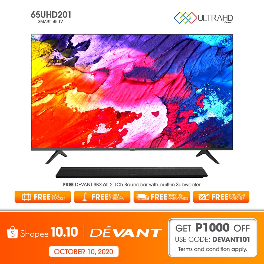 Devant 65-inch Smart 4K TV with FREE Wall Bracket and Soundbar