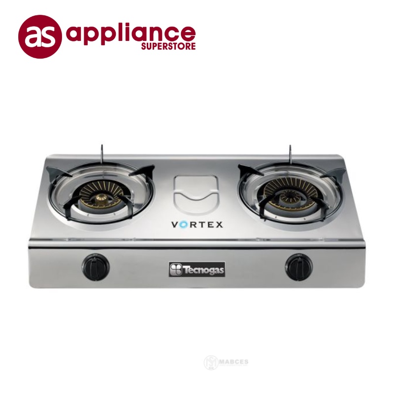 Tecnogas Stainless Steel Two Gas Burners Vortex Stove GS200BCSS