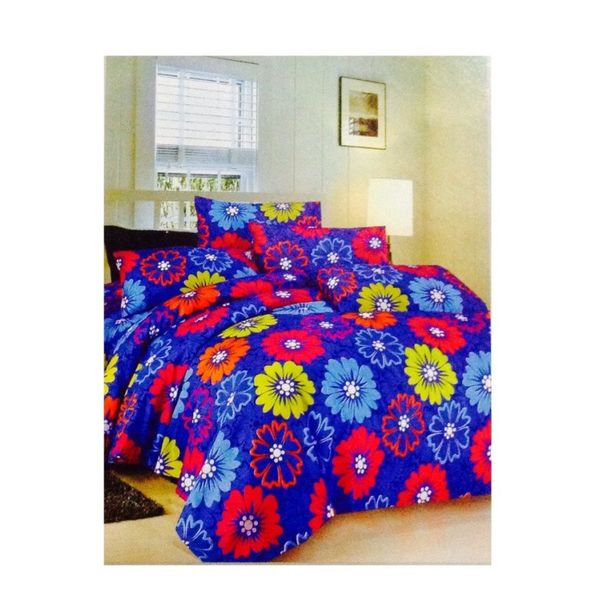 Happy Comfort Bedding Collection 3 piece set (Royal Blue) Shopee
