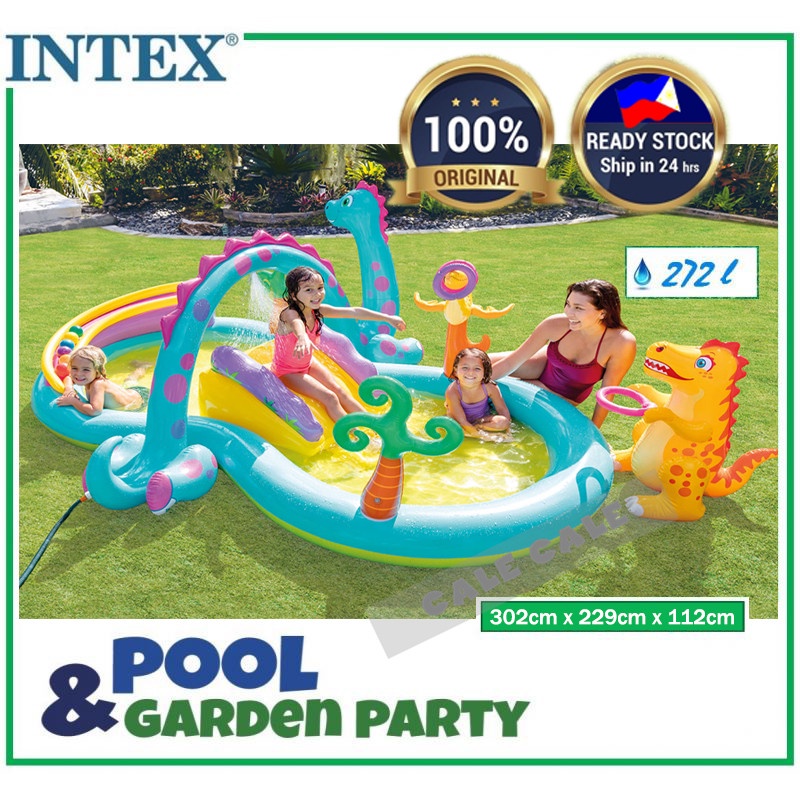 Intex 57135 Dinoland Play Center Inflatable Outdoor Swimming Pool ...