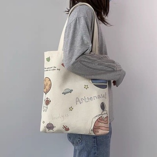 Casual Japanese Style Canvas Tote Bag For Women Single Shoulder Handbag Large Capacity Shopping Bags