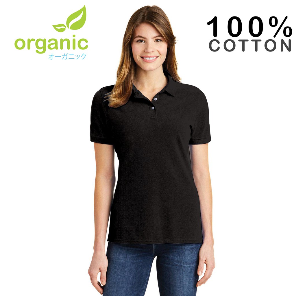 womens plain black polo shirt