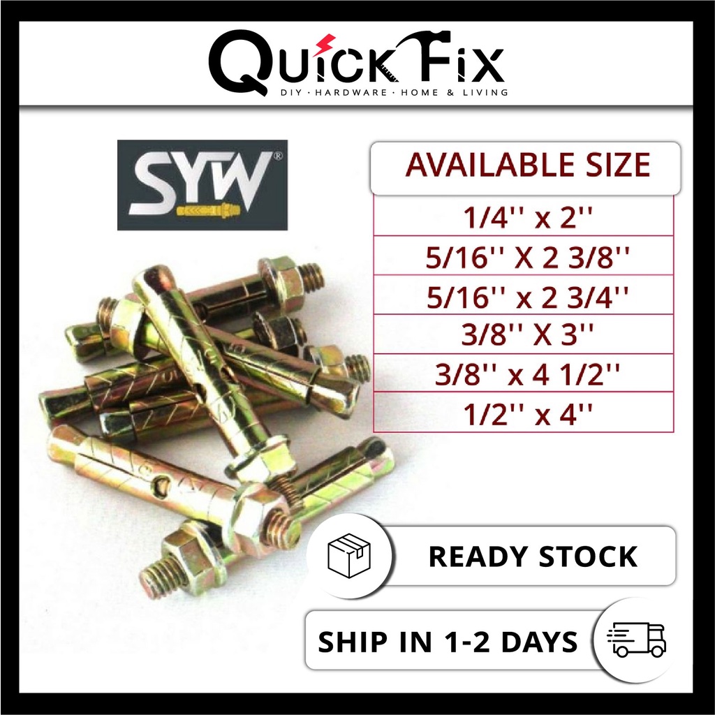 QuickFix SYW Sleeve Anchor Expandable Metal Wall Plug (1 pcs) 8mm 10mm