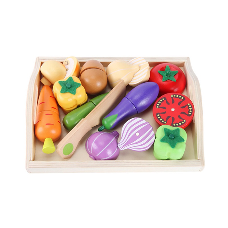 Wooden Simulation Vegetable Combination Cutting Toy Set Magnetic ...