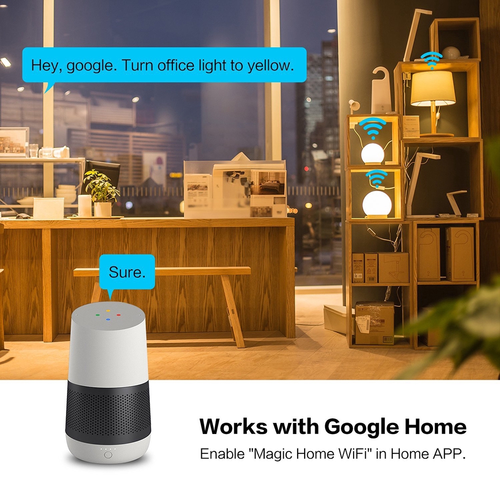 google home turn on lights with alarm