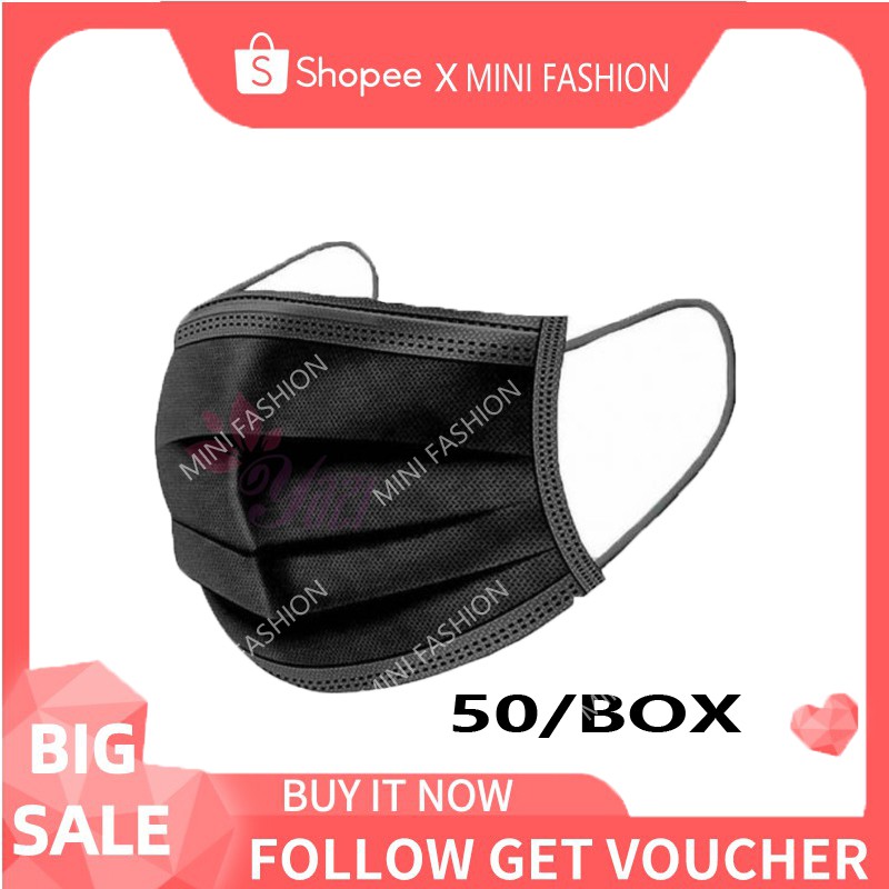 Black Disposable Face Mask 3ply Excellent Quality 50pcs No BOX Shopee