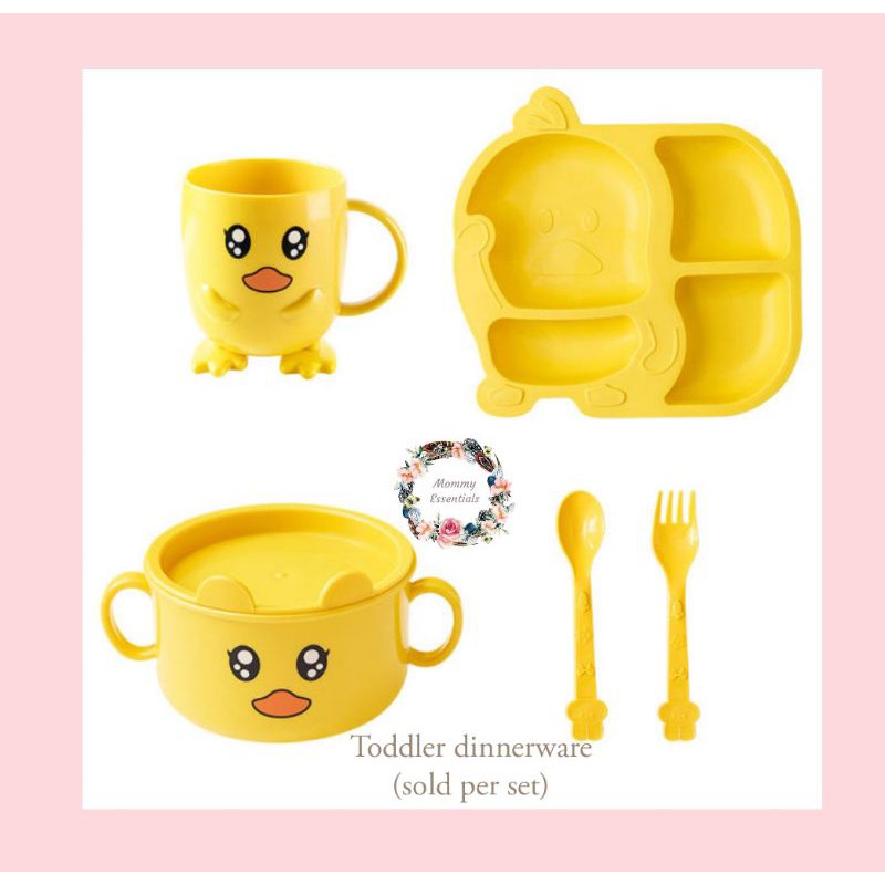 Toddler Plate, Cup, Bowl Dinnerware and Utensils Set Shopee