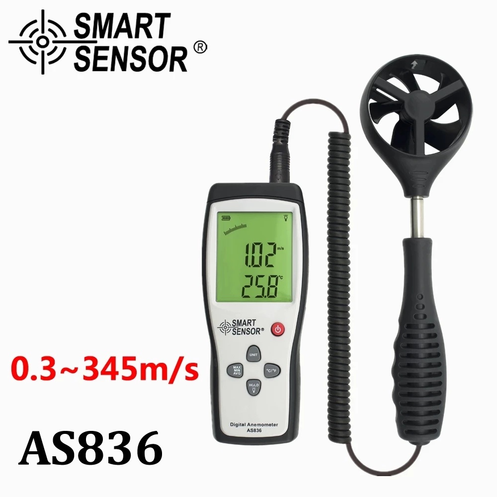 SMART SENSOR AS836 Digital AirFlow Gauge Anemometer Wind Speed Meter