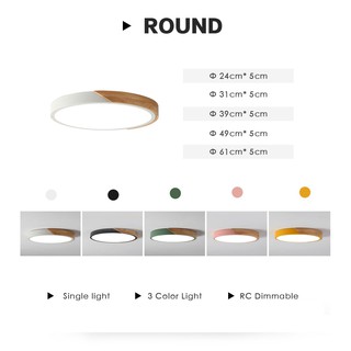Modern LED Ceiling Light Ultra Thin Lamp Wooden Three color remote dimming For Living Room Home Deco #6