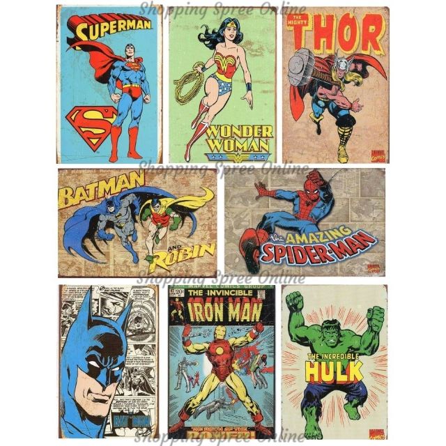 Vintage Superhero Tin Plates Metal Sign Wall Decor Shopee