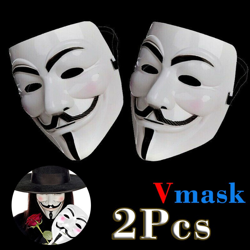 2pc Halloween Face Mask Fancy Dress Anonymous Hacker V For