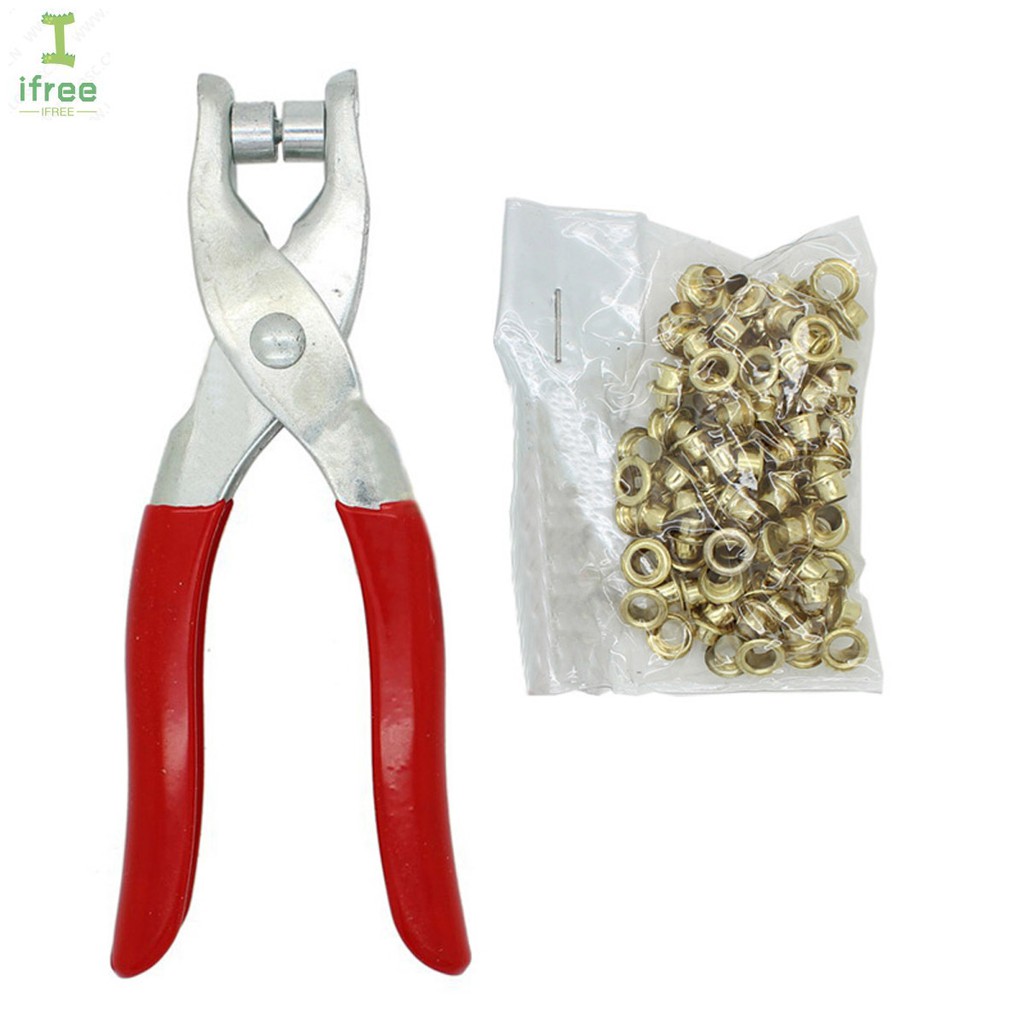 New Grommet Eyelet Setter Pliers + 100pcs Eyelets Grommets For Fabric