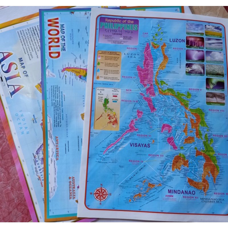 3 maps in one pack (map of Asia, map of the world & Phil. Map) | Shopee ...