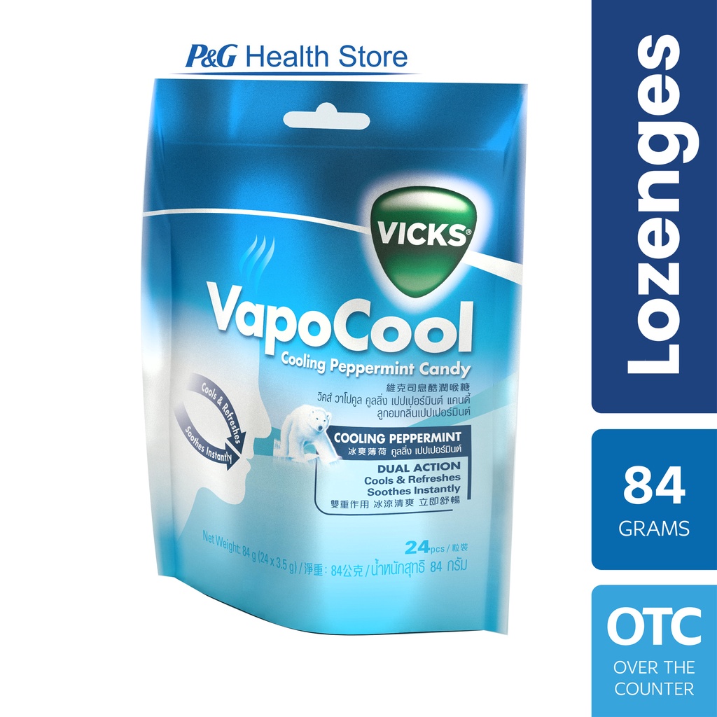 Vapocool Cooling Peppermint Menthol Candy Lozenges 24s 35g Shopee