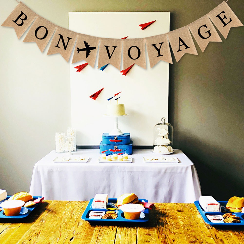 1 Pc Burlap Banner Bon Voyage Sign Party Garland Hanging Banner For Cruise Party Shopee