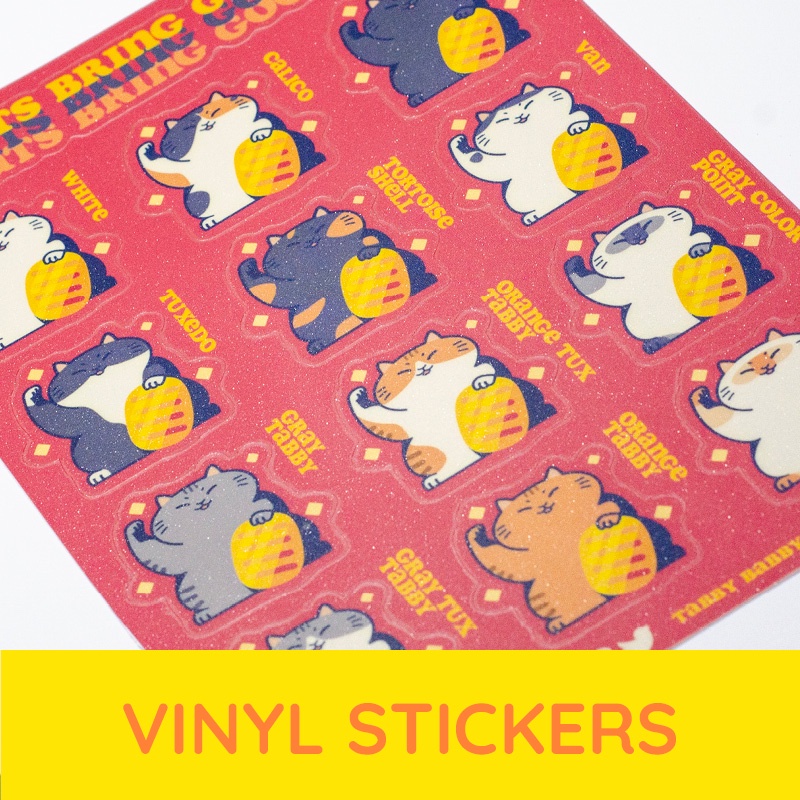 All Cats Bring Good Luck Glitter Laminated Vinyl Sticker Sheet Shopee