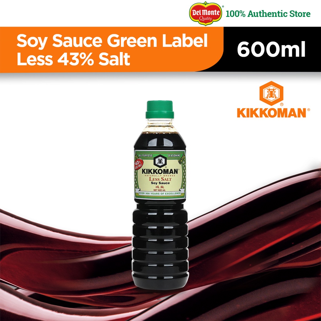 KIKKOMAN Less Salt Soy Sauce Green Label Naturally Brewed 600ml