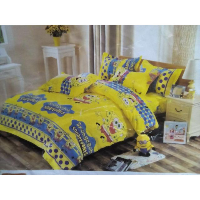 Spongebob 3in1 Single Double Queen Size Bedsheet 1 Curtain