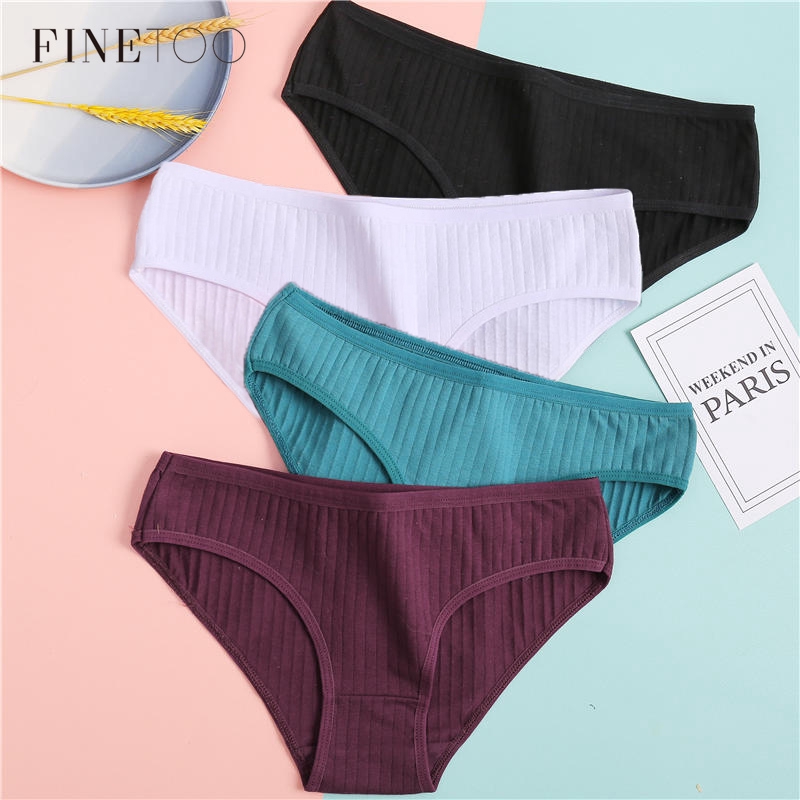 FINETOO Cotton Panty Women's Solid Color Panties for Women Sexy Briefs ...