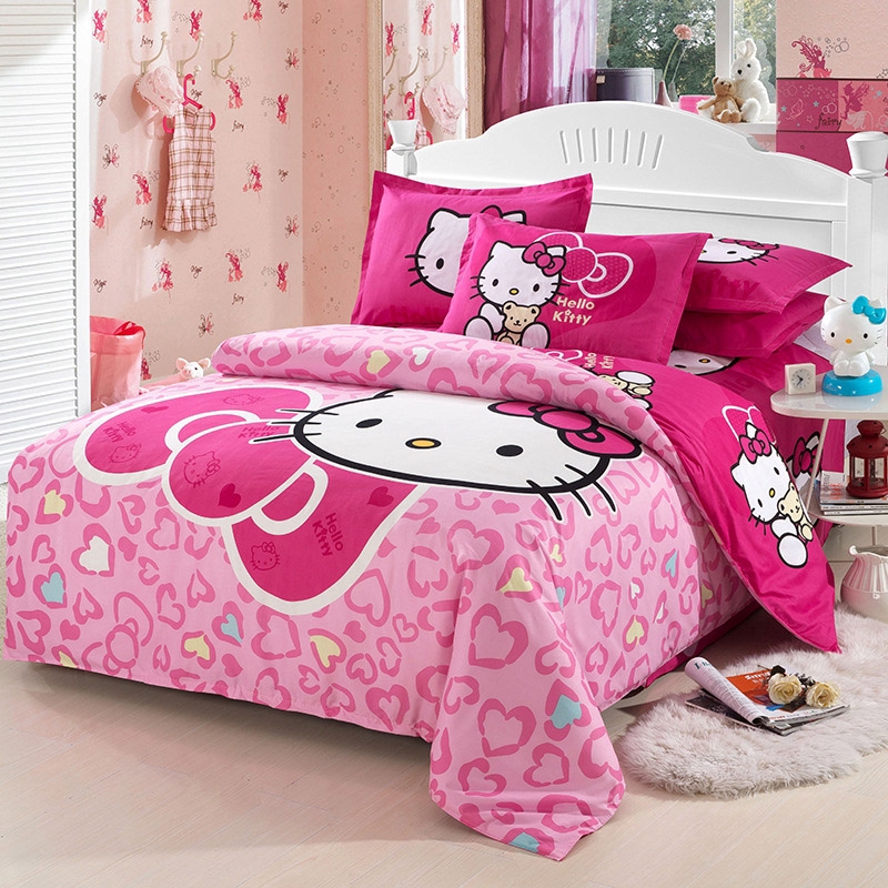 Bedding Hello Kitty Kids 4pc Bedding Sets Duvet Cover Bed