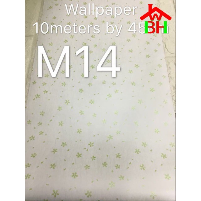 BHW Wallpaper Self Adhesive Flower Design Color White and Green PVC Waterproof Wall Sticker M14