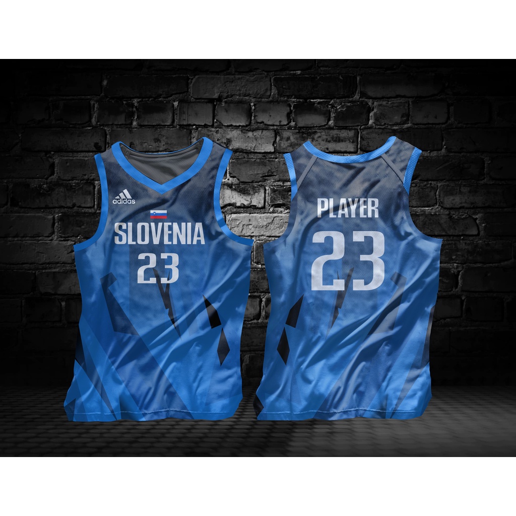 23 SLOVENIA BLUE BASKETBALL JERSEY FREE CUSTOMIZE NAME AND NUMBER FOR