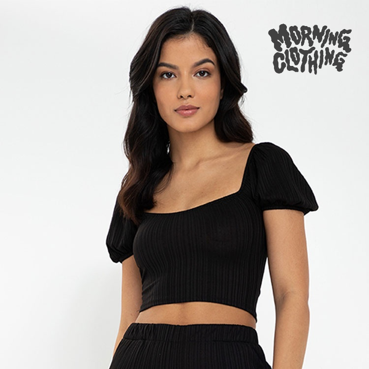 Morning Clothing Marga Sexy Off Shoulder Cotton Croptop With Puff