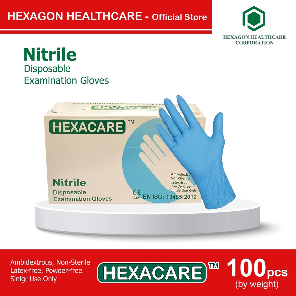 NIT02S Nitrile Examination Gloves HEXACARE MEDIUM Size Shopee