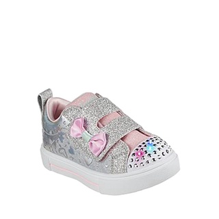 SKECHERS TWINKLE SPARKS GIRLS'S SNEAKERS - GRAY TEXTILE/SILVER TRIM #3