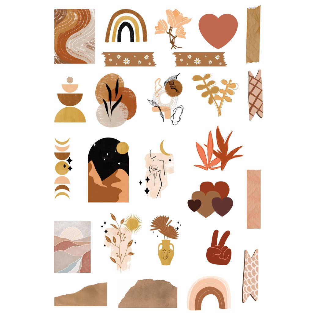 Minimalist Stickers /Vinyl waterproof/ Sticker paper/ with Top coat