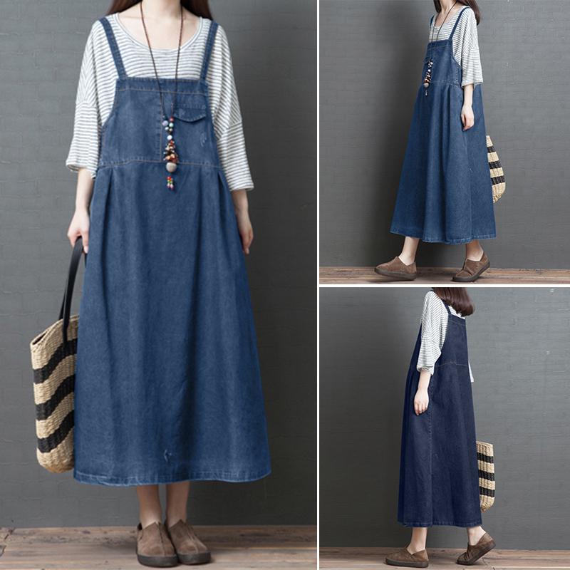 sleeveless denim maxi dress