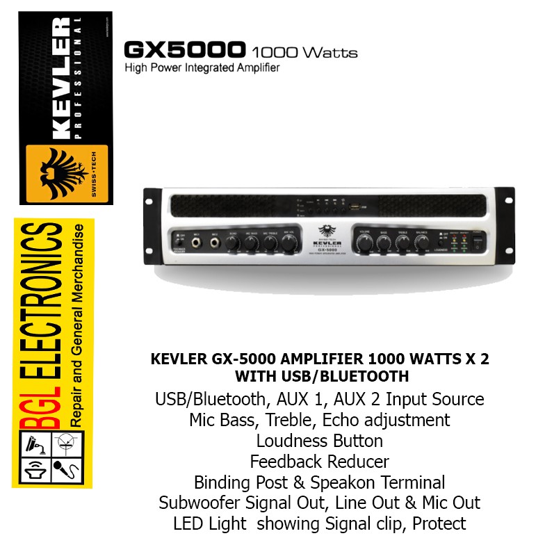 Kevler Gx 5000 Gx5000 1000w X2 Professional Power Amplifier Shopee Philippines