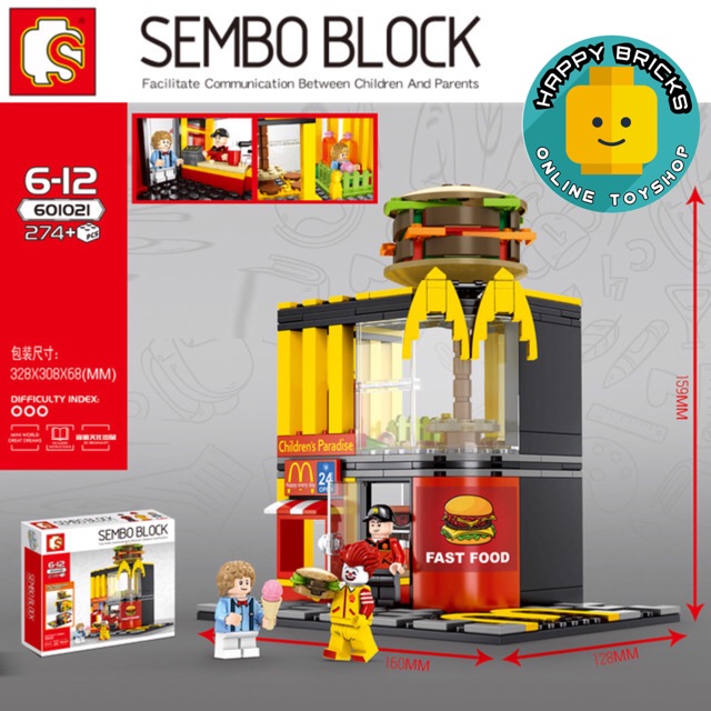 SEMBO BLOCK 601021 Famous McDonalds Street Shop Blocks Toy Shopee