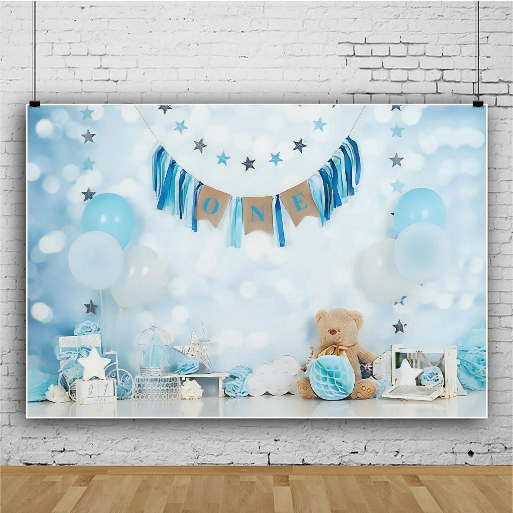 Children Birthday Smash Cake Photography Backdrops Baby Flower Bath Bears Decor Boy Girl Photo Shoot Studio Background #1