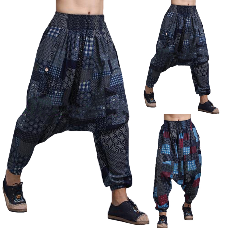 Men Hippy Yoga Baggy Hmong Harem Drop Crotch Pants | Shopee Philippines