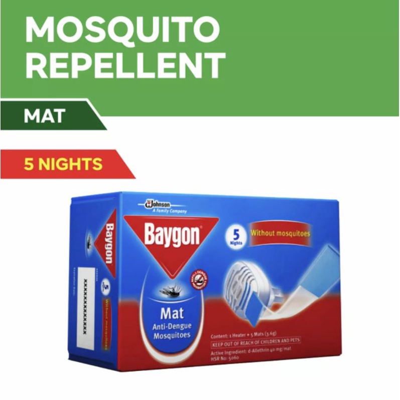Baygon Anti Dengue mosquito Mat (1 heater + 5 mats) original Shopee Philippines