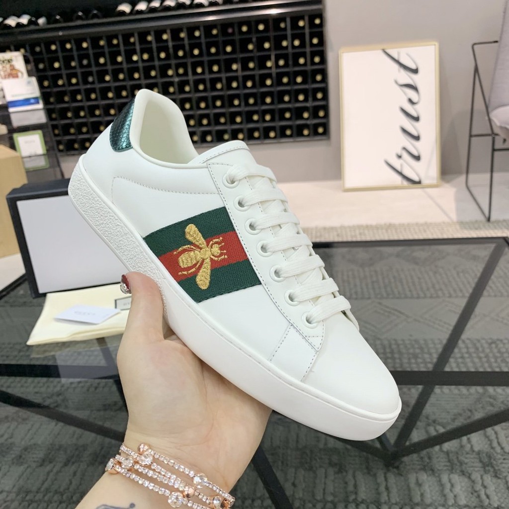 International Ace embroidered Bees Sneaker Leather Shoes For Women & Men | Shopee Philippines