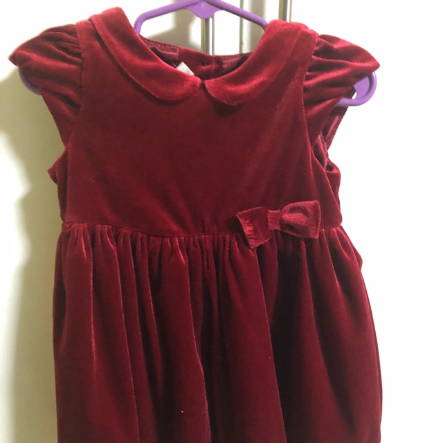 h&m red velvet dress