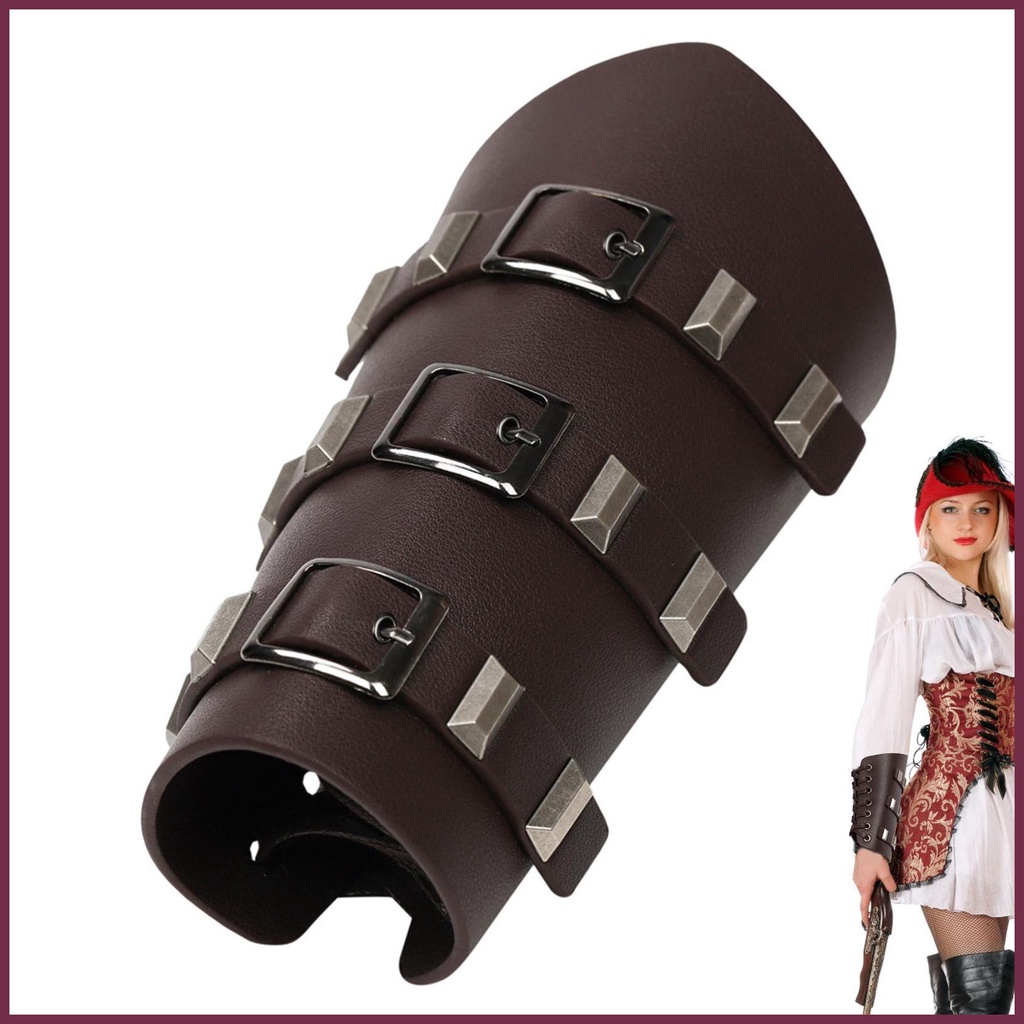Medieval Leather Arm Guards Buckle Bracers Cosplay Costume Accessory