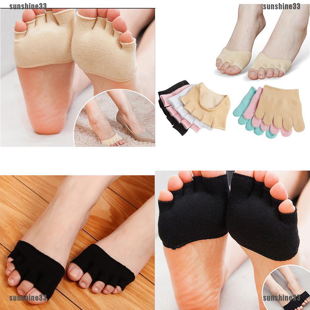 Forefoot Cover Pad Toe Sock Half Grip Heel Invisible Five Finger Socks ...