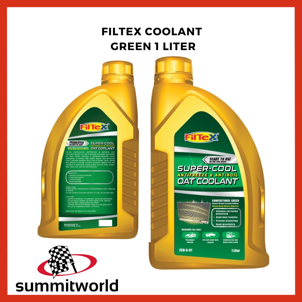 Filtex Radiator Coolant Green 1 Liter Ready To Use Super Cool