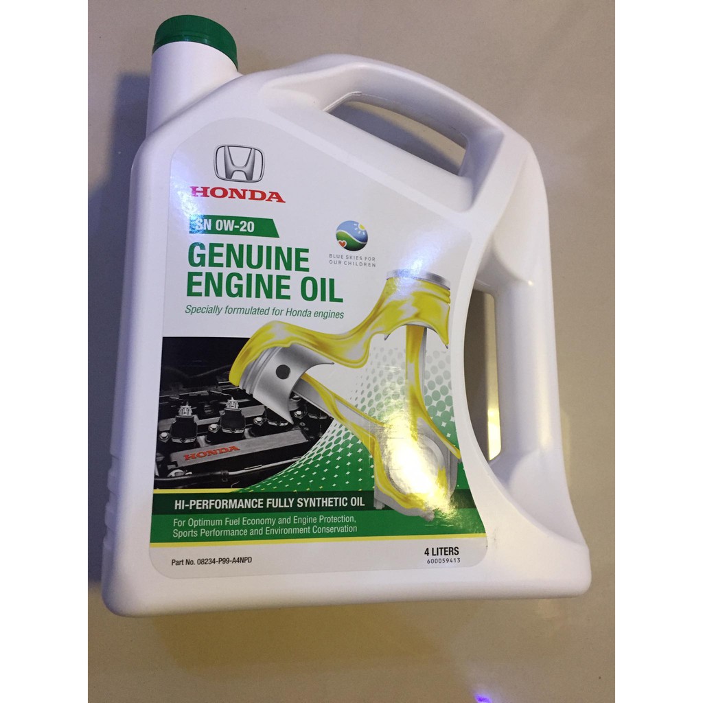 Honda Genuine Motor Oil SN 0W20 FULLY SYNTHETIC (4 LITERS). Oil Change