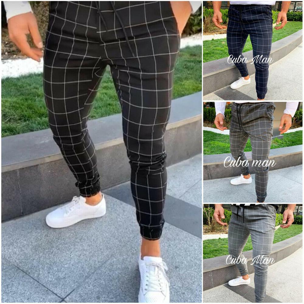 checkered stretch pants